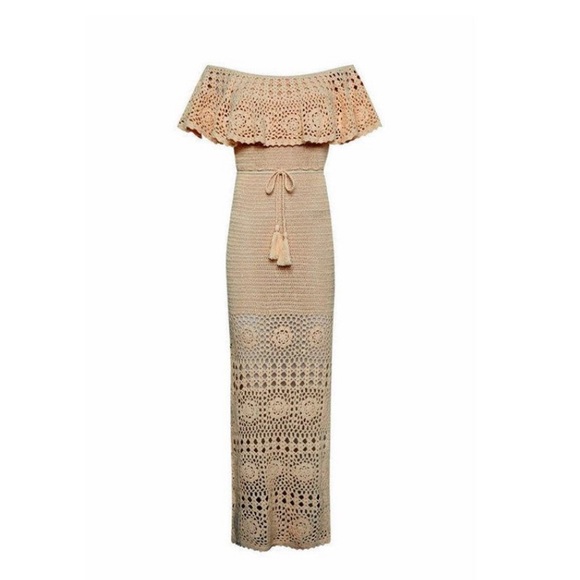 Spell Dresses & Skirts - NWT Spell Size L Iluka Crochet Midi Dress Cream (9)